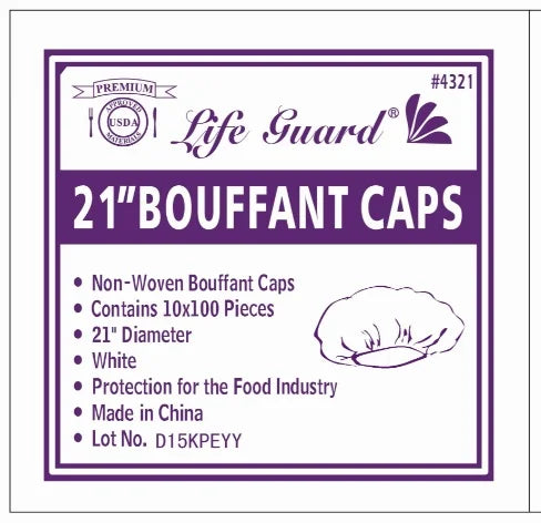 Bouffant Cap, Non-Woven, 21" (White) (Case of 10 bags x 100)