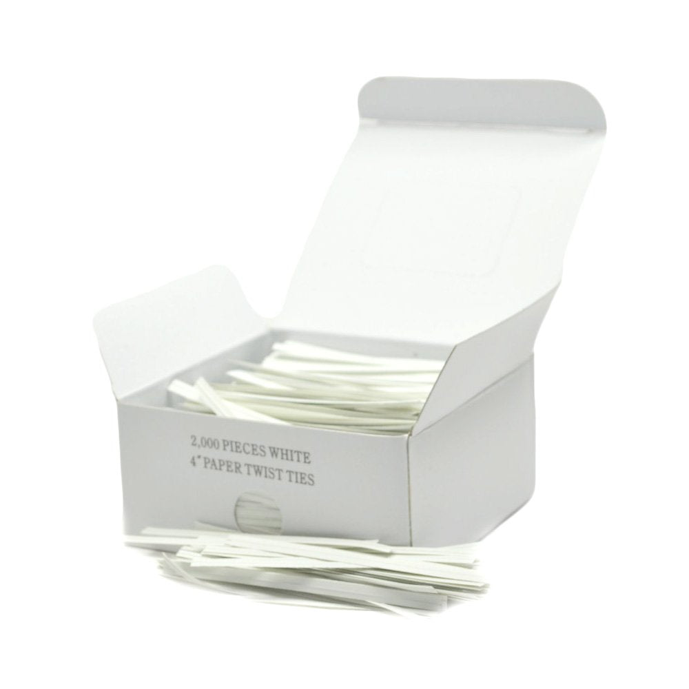 Twist Ties Box 2000 White 4" PA/PA