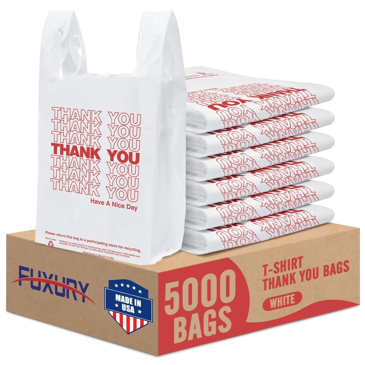 T-Shirt White Bag 12X7X22 13mic 1000ct