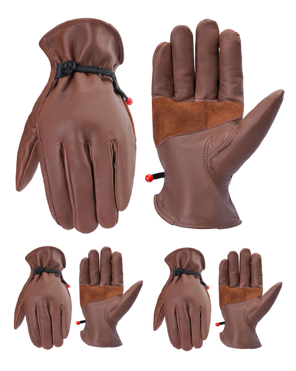 LEATHER WORK GLOVES 6CT
